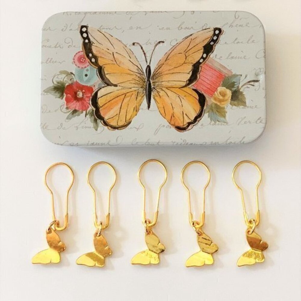 Stitch Markers Tin Knitting Crochet Gifts for Knitters Metal Butterfly Set